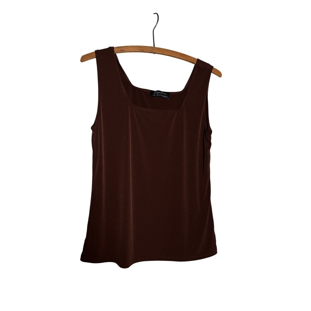 Brigitte Brianna Women Brown Square Neck Tank Top Sleeveless Shirt M Minimalist